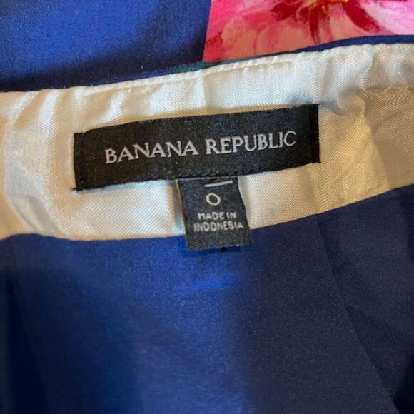 Banana Republic Gerber Daisy Blue Floral Stretch Pencil Skirt Straight Size 0 - Picture 6 of 11